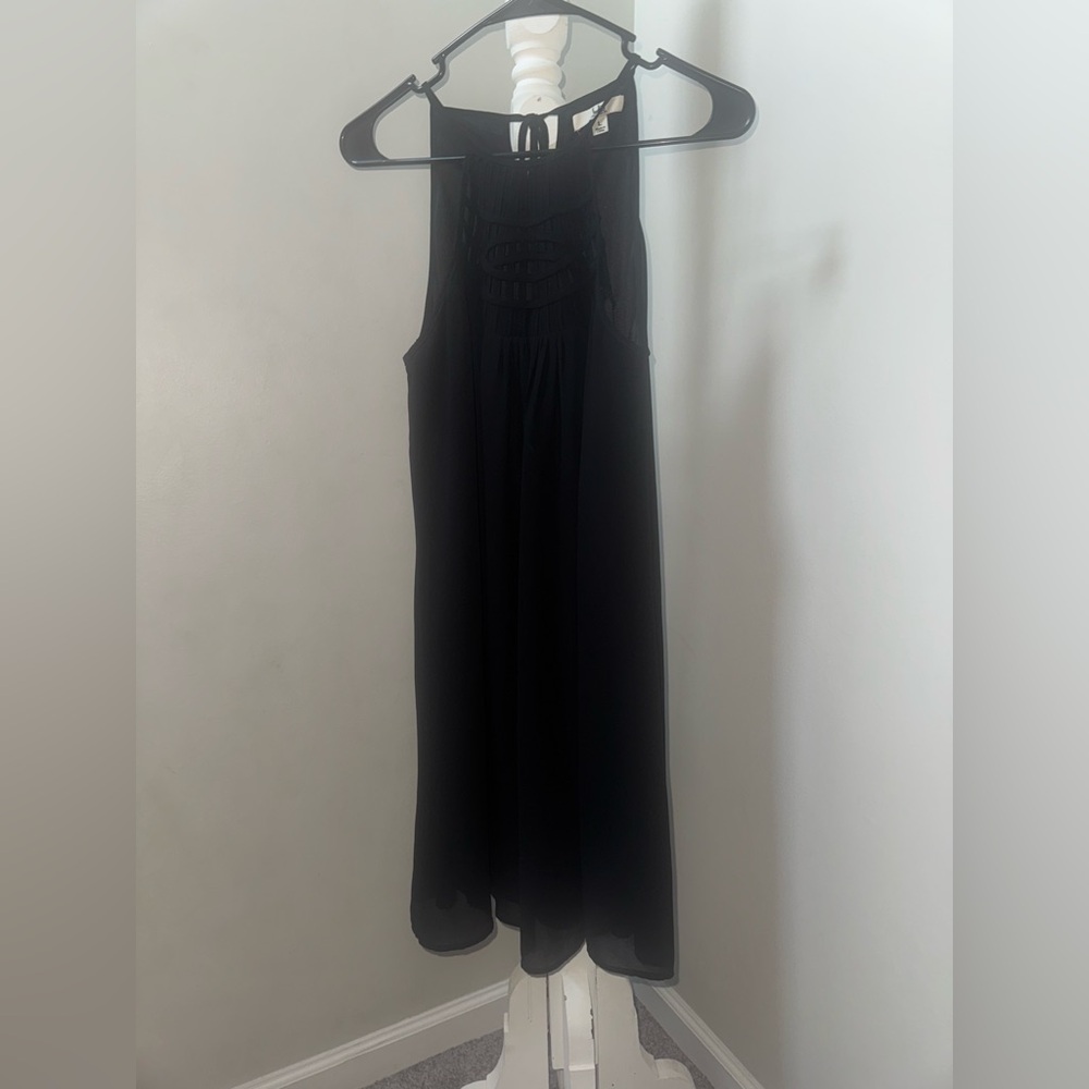 Ya Los Angeles | Black Silk Blend Halter Cutout Dress | Women’s Size L